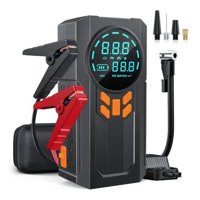 (black) Jump Starter With Air Compressor, 6000ma 150psi Battery Jumper Starter Portable Modes Fl