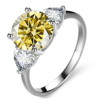 (yellow, 7.75) Bagueringen Luxury Wedding Sterling Silver Ring Carat D-color Moissanite Diamond 