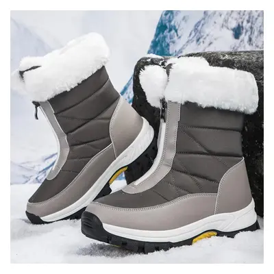 (grey, 42) Tuinanle Snow Boots Women Waterproof Ladies Shoes Keep Warm Fur Plush Winter Woman Bo