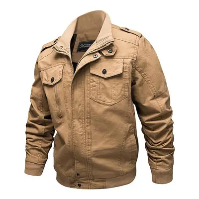 (khaki, L) Spring Air Force Pilot Military Jacket Men Cargo Tactical Bomber Jacket Male Casual Z