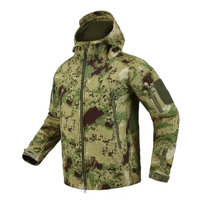 (green light, 4XL) Men Soft Shell Military Jacket Waterproof Fleece Tactical Camouflage Jacket W