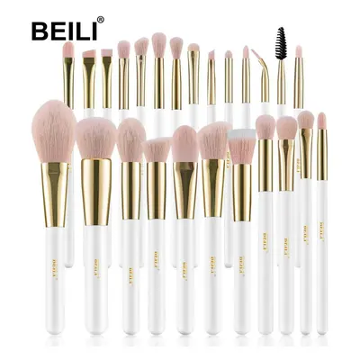 (25pcs) Beili White Gold Makeup Brushes Professional Foundation Eyeshadow Powder Brushes High Qu