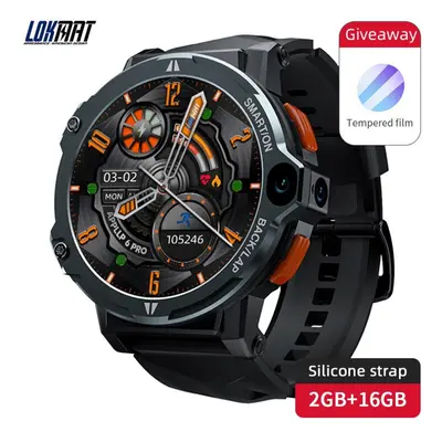 (black) Lokmat Appllp Pro Android 4g Smart Watch Phone Full Round Touch Screen Dual Camera Gps W