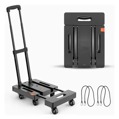 (Black) Folding Hand Truck, Wheel Folding Trolley with Elastic Ropes, Portable