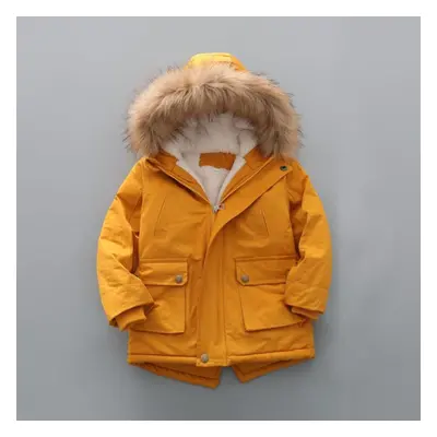 (yellow, 140cm) Kids Coat Boys Thick Padded Winter Jacket Padded Winter Coat Thick Cotton Clothe