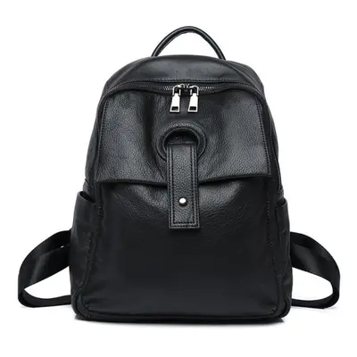 (black) Women Quality Designer Genuine Leather Backpacks For Women Casual Daypack Black Vintage 