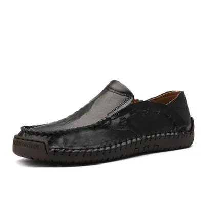 (black, 45) Plus Size Men Loafers Split Leather Shoes Men Casual Shoes Comfortable Quality Men F