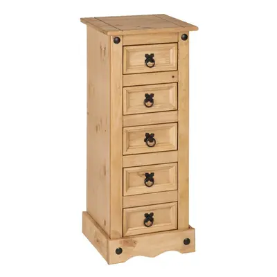 Corona Narrow Drawer Chest of Drawers Tallboy Mexican Solid Pine