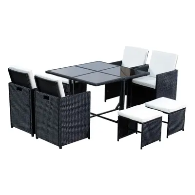 Rattrix Outdoor Garden 9PC PE RATTAN CUBE DINING SET