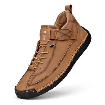 (brown, 46) Handmade Split Leather Boots Men Shoes Comfortable Ankle Boots For Men Casual Shoes 