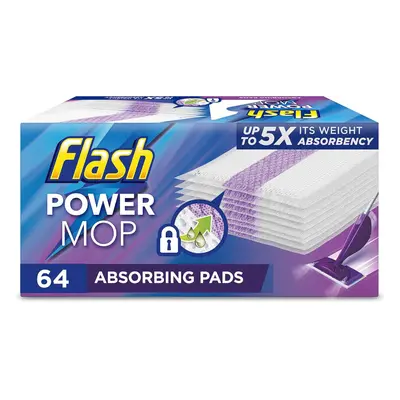 Flash Powermop Absorbing Pad Refills, Flash Mop Refill Pads, White, Count (Pack of 4), Flash Pow