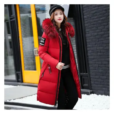 (red, XL) Winter Coats Women Down Jackets Long Solid Color Coat Female Jacket Thick Warm Outerwe