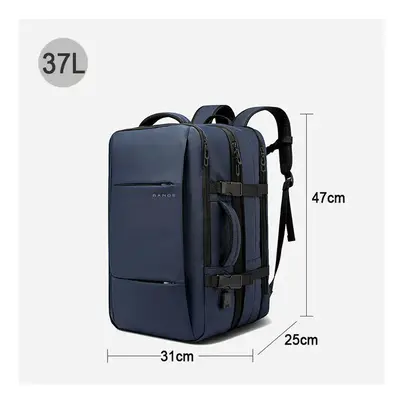 (Blue 37L) BANGE Travel Backpack Men Business Backpack School Expandable USB Bag Large Capacity 