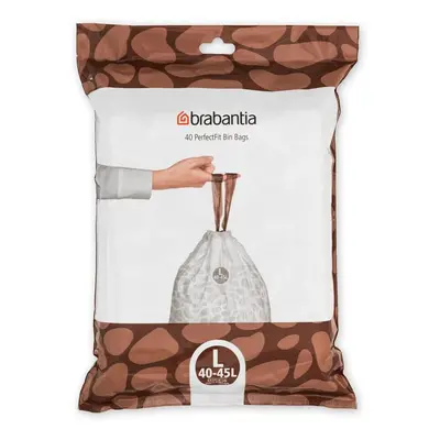 Brabantia PerfectFit Bin Liners (Size L/40-45 Litre) Thick Plastic Trash Bags with Tie Tape Draw