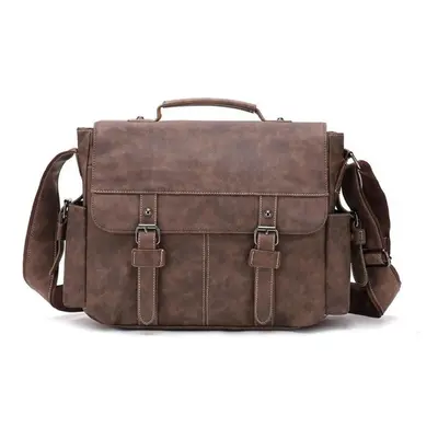 (brown) Canvas Leather Waterproof Men Briefcase High Quality Brand Travel Handbags For Women Mes