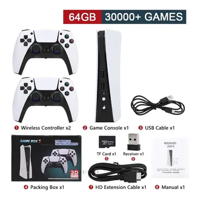 NEW GB5 Video Game Console 64GB/128GB Free Games HD TV Game Box Two Gamepads For PS1/PSP/MAME Ar