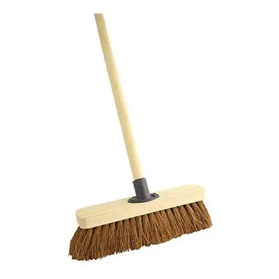 10" Soft Coco Broom Head with Handle Wooden Outdoor Garden Yard Cleaning Sweeping Brush