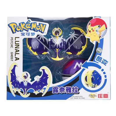 (Lunala With Box) Original Box Pokemon Styles Pokeball Deformation Toy Set Anime Figure