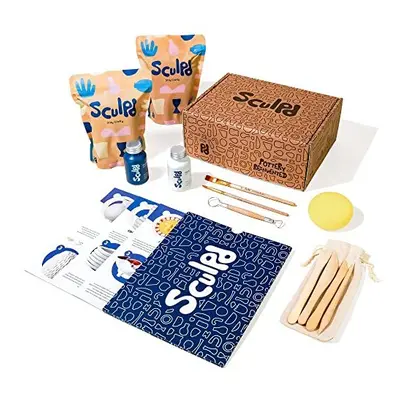 SCULPD Pottery Kit, Air-Dry Clay Starter Kit for Beginners with Matte Varnish, Paint, Pottery To