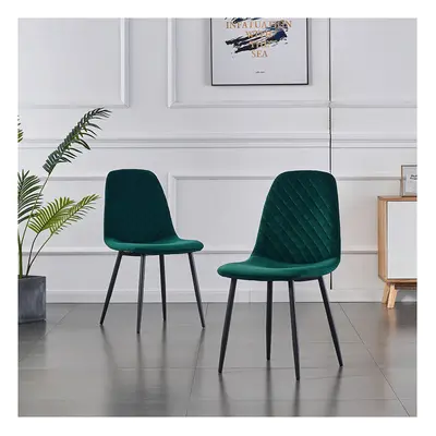 (Green, 2PCS Dining Chair) 2/4PCS Velvet Dining Chairs Breakfast Metal Legs