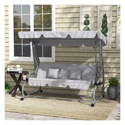 Outsunny 2-in-1 Garden Swing Chair for Person w/ Adjustable Canopy, Grey