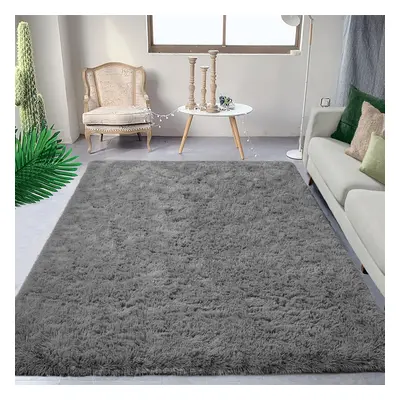 (160cm x 230cm (5ft 3" x 7ft 6"), Grey Shaggy Rugs) Fluffy Rug Non-Slip Shaggy Rugs Living Room 