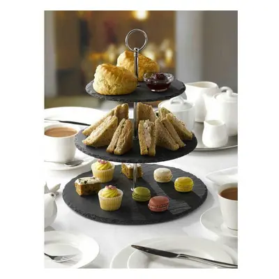 3 Tier Natural Slate Cake Stand Tea Wedding Plates Party Tableware