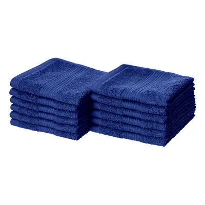 Amazon Basics Cotton Washcloths for Face, Soft, Absorbent, 12-Pack, Navy Blue, Inch x Inch