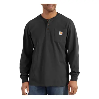 Carhartt Men's Big & Tall Loose Fit Heavyweight Long-Sleeve Pocket Henley T-Shirt Black 3X-Large