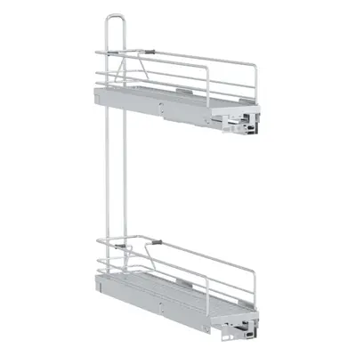 vidaXL Pull-Out Wire Basket with 2-Tier Storage Baskets Sliding Baskets Silver