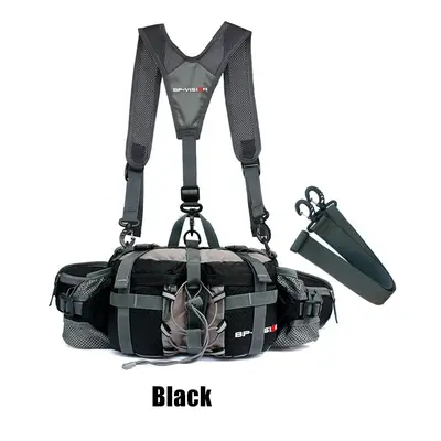 (Black) Outdoor Sports Waist Bag Water Cycl Backpack Hike Mountain Bottle Waterproof Nylon Campi