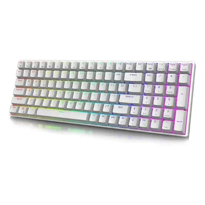 (White, Brown Switch) Mechanical Keyboard Keys Triple Mode Wireless Bluetooth Wired Hot-swappabl