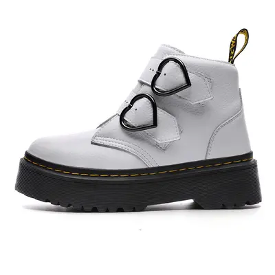 (White, 40) Platform thick-soled Martin shoes, heart-shaped buckle, lazy women's boots, workwear