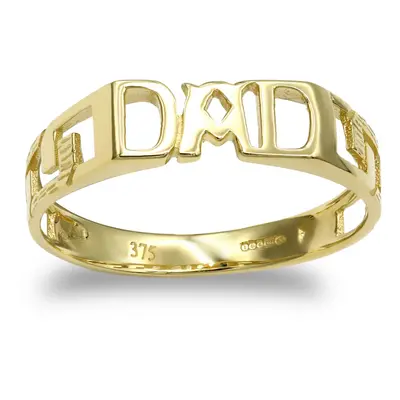 (Q) Jewelco London Men's Solid 9ct Yellow Gold Curb Link Sides DAD Ring - JRN126