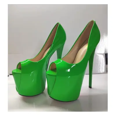 (green, 49) 20cm Women Sexy Sandals Platform Peep Toe Model Pole Dance High Heels Nightclub Shoe