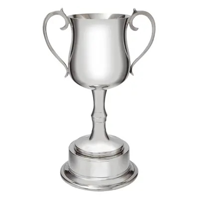 Large Sports Trophy Georgian Style Pewter on Integral Plinth 215mm Bright Polished Finish Sports