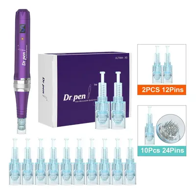 (X5W+10PCS 24PIN) Dr.pen X5 Wireless Derma Pen Microneedling Derma Rolling Mts Micro Needle Ther