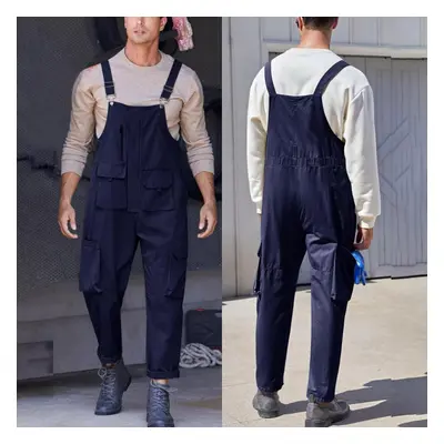 (navy, S) Men Overalls Bib Overall For Mens Work Dungarees Unisex Workwear Romper Oversized Jump