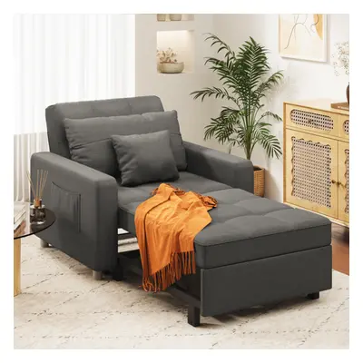 (Dark Grey) YODOLLA Single Sofa Bed 3-in-1 Sleeper Chair Bed