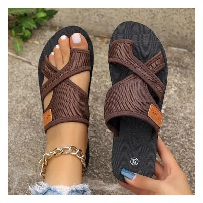 (chocolate, 42) Summer Large Size Women Flat Sandals Premium Orthopedic Open Toe Sandals Vintage