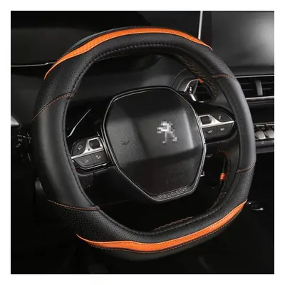 (orange) For 2019 E2008 Car Steering Wheel Cover Carbon Fibre + Pu Leather Auto Accessories Inte