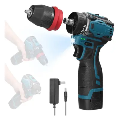 (1pcs battery US Plug) 18v 2in1 Lithium Drill Electric Screwdriver Multifunction Power Tool 45nm