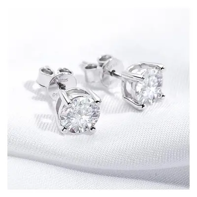 (2CT and 2CT) 0.5-2ct Test Passed Moissanite Studs Earrings For Men Women S925 Sterling Silver B