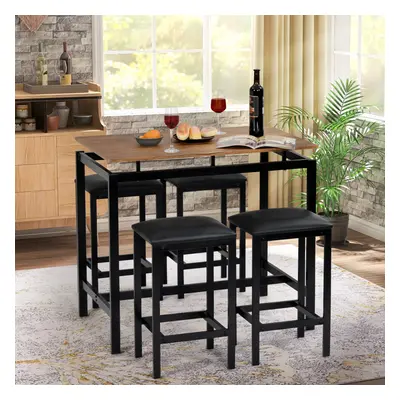 Bar Table and Stools Kitchen Set with Padded Seat