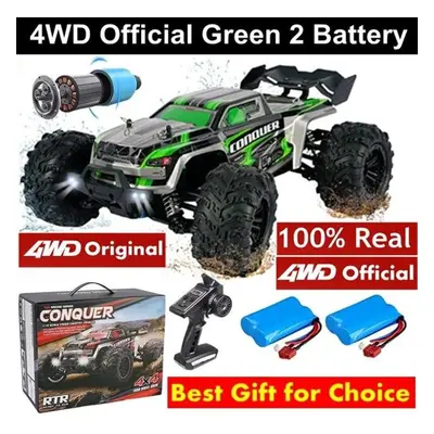 (green, battery) New 4wd Original Remote Control Car Off Road 4x4 Rc High Speed Truck 50km/h Fas