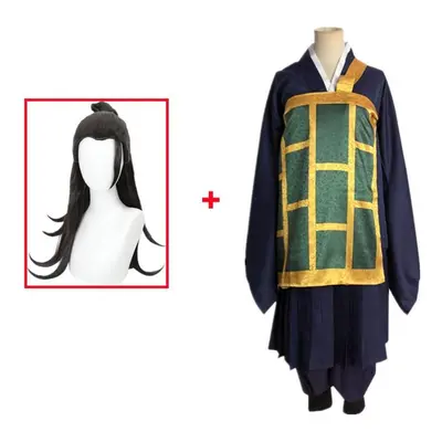 (XL-(Suit+Wig)) Anime Jujutsu Kaisen Geto Suguru Cosplay Costume Kimono Black Blue Japanese Unif