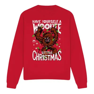 (M, Red) Star Wars Unisex Adult A Wookie Little Christmas Sweatshirt