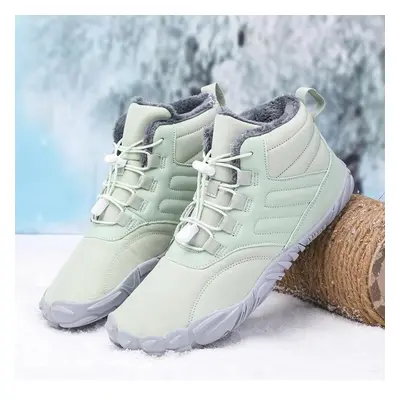 (light green, 39) Winter Warm Running Barefoot Shoes Women Men Rubber High Ankle Boots Waterproo