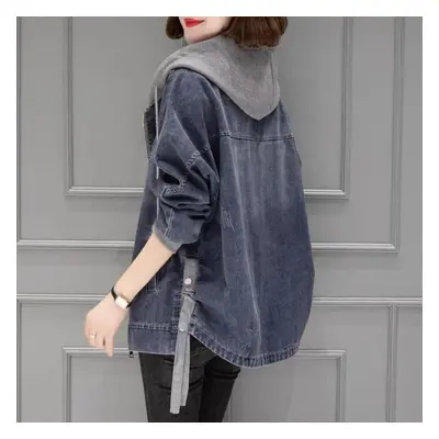 (blue, L) Denim Jacket Women&apos;s Spring And Autumn Korean Version Casual Short Small Baseball