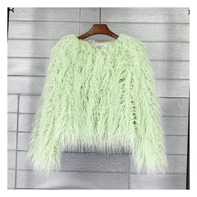 (light green, XXXL) Fur Imitation Fur Coat Solid Color Beach Wool Women&apos;s Short Coat